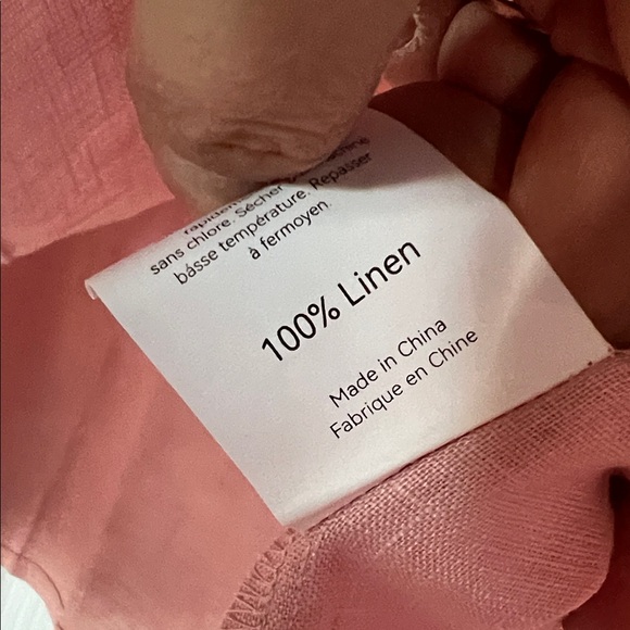 100% linen Pink Women's Button-Down Shirt - Picture 4 of 5